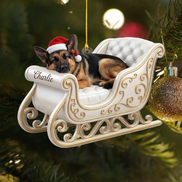 Personalized Sleeping German Shepherd Sleigh Ornament