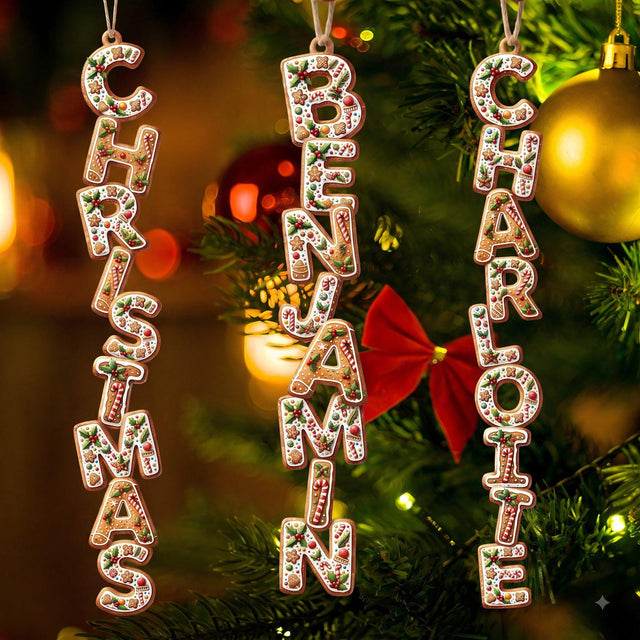 Personalized Gingerbread Letter Initial Acrylic Ornament