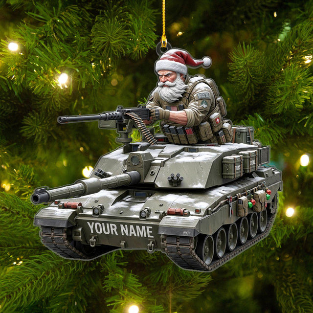 Personalized Tactical Santa Tank Acrylic Ornament