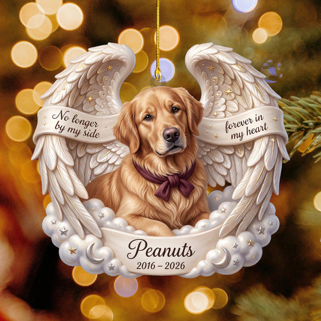 Personalized Dog Memorial Angel Wings Photo Ornament