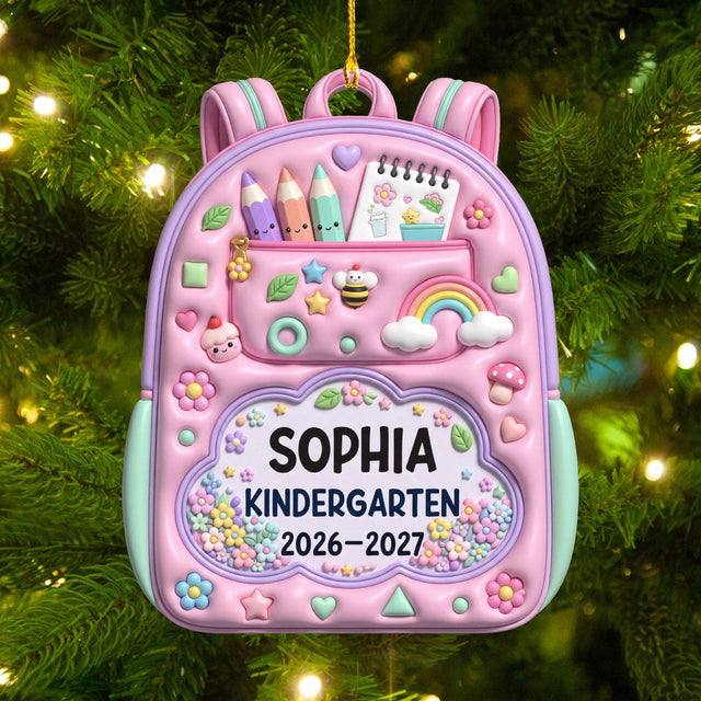Personalized First Day of School Backpack Acrylic Ornament